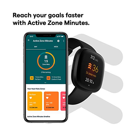 Fitbit Versa 3 Health & Fitness Smartwatch with GPS, 24/7 Heart Rate, Alexa Built-in, 6+ Days Battery, One Size (S & L Bands Included)