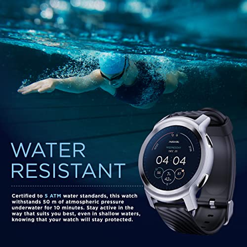Motorola Moto Watch 100 Smartwatch - 42mm Smartwatch with GPS for Men & Women, Up to 14 Day Battery, 24/7 Heart Rate, SpO2, 5ATM Water Resistant, AOD, Android & iOS Compatible