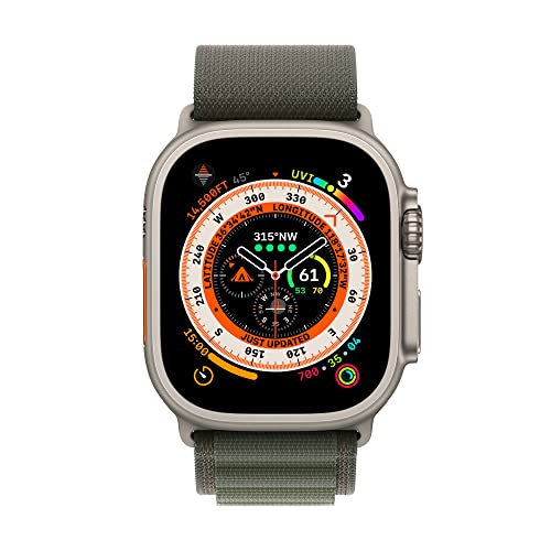 Apple Watch Ultra [GPS + Cellular 49mm] Smart Watch w/Rugged Titanium Case & Yellow/Beige Trail Loop S/M Fitness Tracker, Precision GPS, Action Button