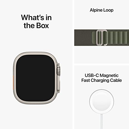 Apple Watch Ultra [GPS + Cellular 49mm] Smart Watch w/Rugged Titanium Case & Yellow/Beige Trail Loop S/M Fitness Tracker, Precision GPS, Action Button
