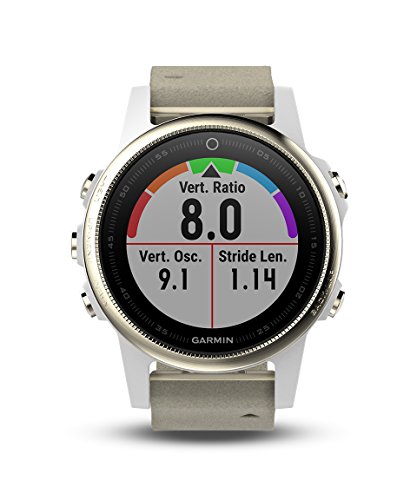 Garmin fēnix 5S, Premium and Rugged Smaller-Sized Multisport GPS Smartwatch, Sapphire Glass, Light Gold W/ Gray Suede Band (010-01685-12), 42mm