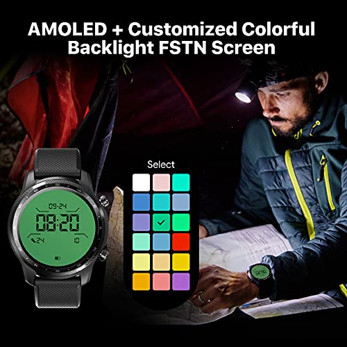 Ticwatch Pro 3 Ultra GPS Smartwatch Qualcomm SDW4100 and Mobvoi Dual Processor System Wear OS Smart Watch for Men Blood Oxygen Fatigue Assessment 3-45 Days Battery NFC Mic Speaker