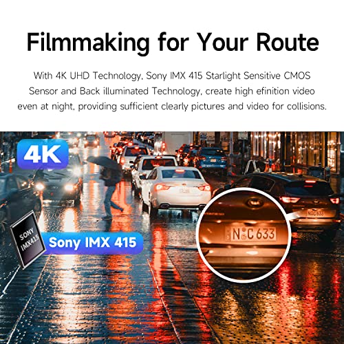 DDPAI Dash Cam 4K Front 3840x2160, Built in 5G WiFi GPS, 64G Storage Car Dash Camera, No Need Extra SD Card, Sony IMX 415 STARVIS Sensor, Night Vision,G-Sensor, Loop Recording, AR Technology Mini5