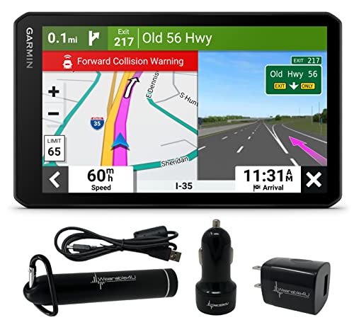 Garmin DriveCam 76, Large, Easy-to-Read 7” GPS car Navigator, Built-in Dash Cam, Automatic Incident Detection, High-Resolution Birdseye Satellite Imagery with Wearable4U Power Pack Bundle