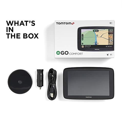 TomTom Go Comfort 6 Inch GPS Navigation Device with Updates Via Wi-Fi, Real Time Traffic, Free Maps of North America, Smart Routing, Destination Prediction and Road Trips