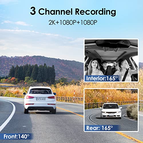VIOFO T130 3 Channel Dash Cam Uber, Built in WiFi and GPS, 1440P+1080P+1080P Three Way Triple Car Dash Camera, IR Night Vision, Supercapacitor, G-Sensor, 24 Hour Parking Mode