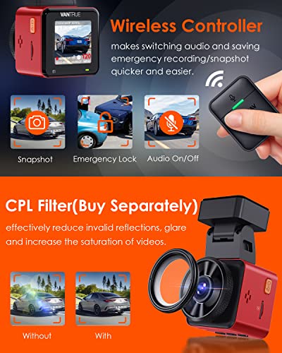 Bundle: Vantrue E1 Mini GPS Dash Camera+ Vantrue 256GB microSD Card