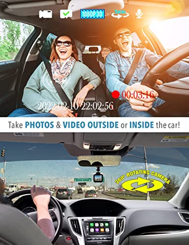 Dash Cam Pro Wi-Fi - As Seen on TV Dash Cam 360°, Motion Detection, 2.0” LCD, 1080p HD, Dashboard Camera Video Recorder, Loop Recording, Night-Mode