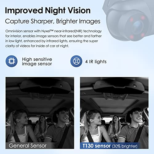 VIOFO T130 3 Channel Dash Cam Uber, Built in WiFi and GPS, 1440P+1080P+1080P Three Way Triple Car Dash Camera, IR Night Vision, Supercapacitor, G-Sensor, 24 Hour Parking Mode