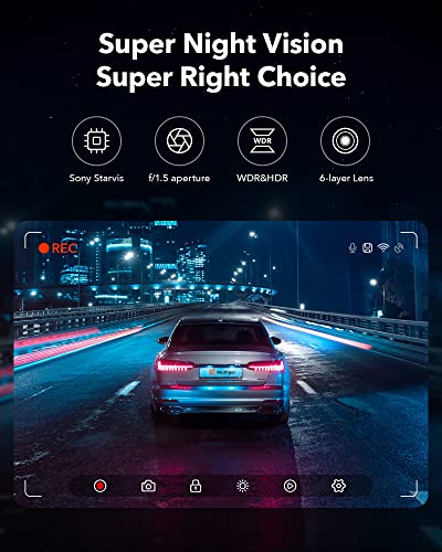 REDTIGER Dash Cam Front Rear, 4K/2.5K Full HD Dash Camera for Cars, Free 32GB SD Card, Built-in Wi-Fi GPS, 3.18” IPS Screen, Night Vision, 170°Wide Angle, WDR, 24H Parking Mode
