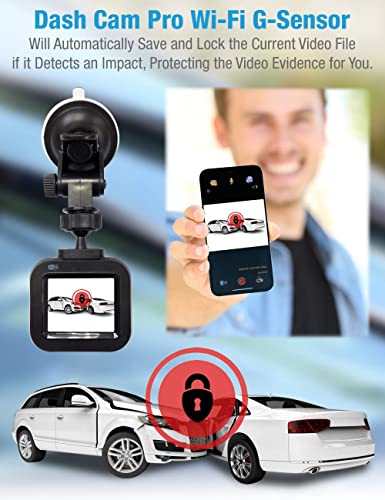 Dash Cam Pro Wi-Fi - As Seen on TV Dash Cam 360°, Motion Detection, 2.0” LCD, 1080p HD, Dashboard Camera Video Recorder, Loop Recording, Night-Mode