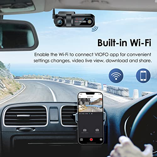 VIOFO T130 3 Channel Dash Cam Uber, Built in WiFi and GPS, 1440P+1080P+1080P Three Way Triple Car Dash Camera, IR Night Vision, Supercapacitor, G-Sensor, 24 Hour Parking Mode