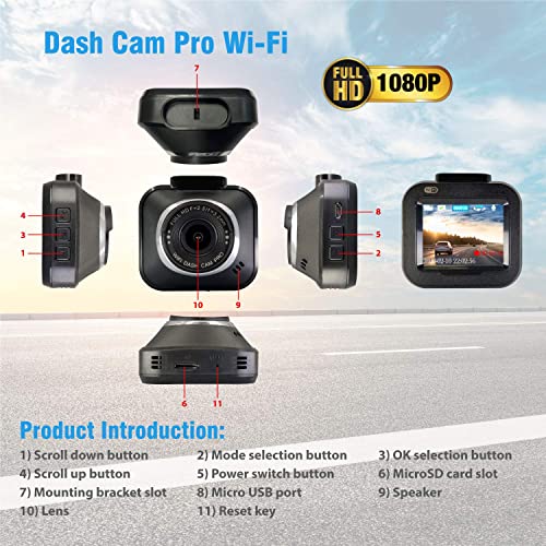 Dash Cam Pro Wi-Fi - As Seen on TV Dash Cam 360°, Motion Detection, 2.0” LCD, 1080p HD, Dashboard Camera Video Recorder, Loop Recording, Night-Mode