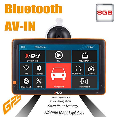 Truck GPS XGODY GPS Navigation 9" Inch Big Screen for Truck Drivers Navigation Bluetooth AV-in Lifetime North America Maps (USA + Canada) 3D & 2D Maps, 8GB, Turn by Turn Directions