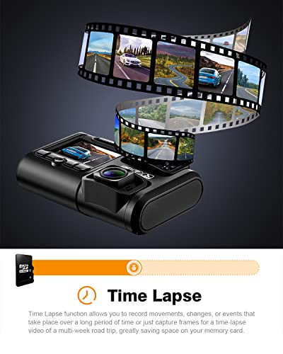 PRUVEEO Dash Cam, Front and Inside 1080P Dual FHD, Single-Channel 2160P, Built-in GPS WiFi, 24H Parking Monitor, 2 Inch LCD Camera, 512 Gb Max, G-Sensor, Infrared Night Vision for Cars and Taxi