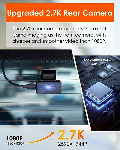 Bundle – 2 Items: Vantrue E2 Wi-Fi Front and Rear GPS Dash Cam + Hardwire Kit