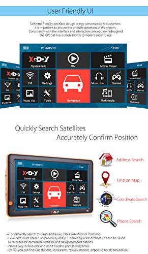 Truck GPS XGODY GPS Navigation 9" Inch Big Screen for Truck Drivers Navigation Bluetooth AV-in Lifetime North America Maps (USA + Canada) 3D & 2D Maps, 8GB, Turn by Turn Directions
