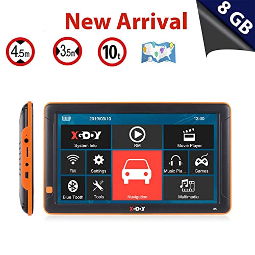 Truck GPS XGODY GPS Navigation 9" Inch Big Screen for Truck Drivers Navigation Bluetooth AV-in Lifetime North America Maps (USA + Canada) 3D & 2D Maps, 8GB, Turn by Turn Directions