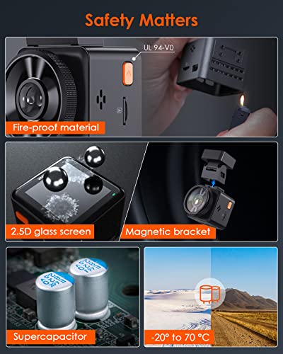 Bundle: Vantrue E1 Mini Dash Camera + Vantrue 256GB microSD Card + Type C USB Port Hardwire Kit