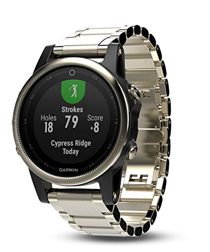Garmin fēnix 5S, Premium and Rugged Smaller-Sized Multisport GPS Smartwatch, Sapphire Glass, Light Gold W/ Metal Band