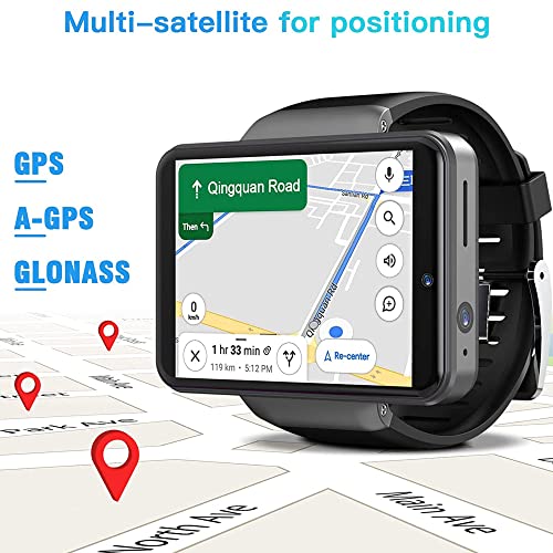 KOSPET Max S GPS Android Smartwatch with 4G LTE and 2.86 Inch Touchscreen with Stainless Steel Body & Face Unlock Feature, Black