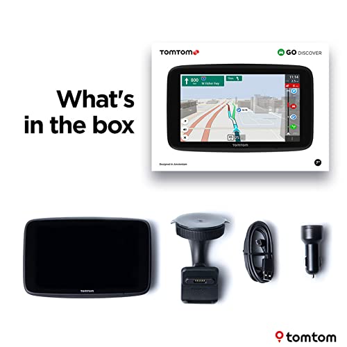 TomTom GO Discover 7" GPS Navigation Device with Traffic Congestion and Speed Cam Alerts Thanks to TomTom Traffic, World Maps, Updates via WiFi, Parking Availability, Fuel Prices, Click-Drive Mount