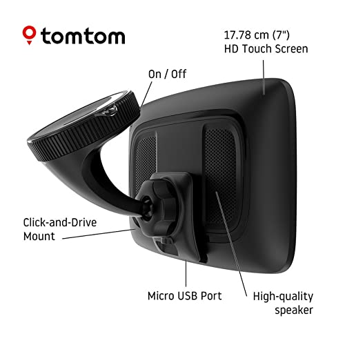 TomTom GO Discover 7" GPS Navigation Device with Traffic Congestion and Speed Cam Alerts Thanks to TomTom Traffic, World Maps, Updates via WiFi, Parking Availability, Fuel Prices, Click-Drive Mount