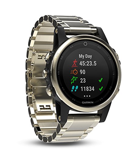 Garmin fēnix 5S, Premium and Rugged Smaller-Sized Multisport GPS Smartwatch, Sapphire Glass, Light Gold W/ Metal Band