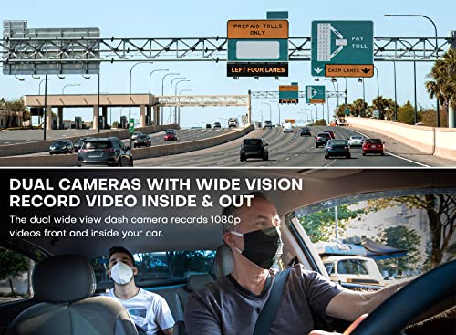 Dual 1080P Dash Cam, Built in WiFi GPS, Front and Inside Dashcams for Cars with Infrared Night Vision, Smart Dash Camera with Sony Sensor, Supercapacitor, Accident Record, Parking Mode Avaett D60