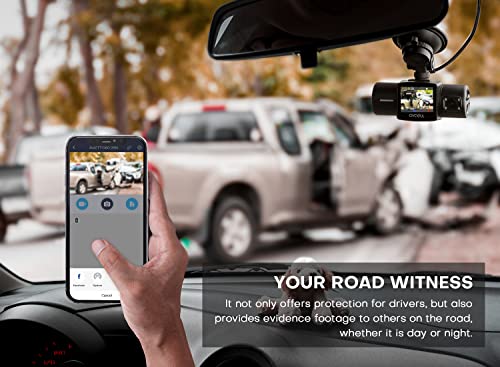 Dual 1080P Dash Cam, Built in WiFi GPS, Front and Inside Dashcams for Cars with Infrared Night Vision, Smart Dash Camera with Sony Sensor, Supercapacitor, Accident Record, Parking Mode Avaett D60