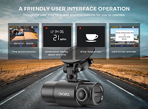 Dual 1080P Dash Cam, Built in WiFi GPS, Front and Inside Dashcams for Cars with Infrared Night Vision, Smart Dash Camera with Sony Sensor, Supercapacitor, Accident Record, Parking Mode Avaett D60
