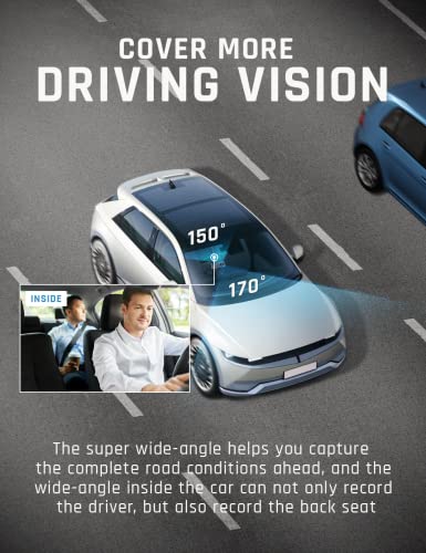 Dual Dash Cam Front and Inside 1080P Dash Camera for Cars with IR Night Vision Car Dash Cam for Taxi Accident Lock Parking Monitor 2.5" LCD Screen(SD Card Included)