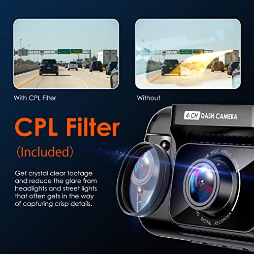 RexingUSA R4-4 Channel Dash Cam W/All Around 1080p Resolution, Wi-Fi, GPS, IR Night Vision, Parking Mode, Collision Detection, Type-C Port