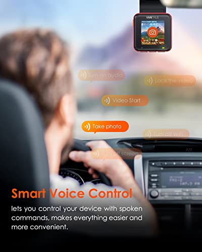 Vantrue E1 2.5K WiFi GPS Mini Dash Cam 1944P Voice Control 1.54" LCD Front Car Dashboard Camera with APP, Night Vision, 24 Hours Buffered Motion Parking Mode, Wireless Controller, Support 512GB Max