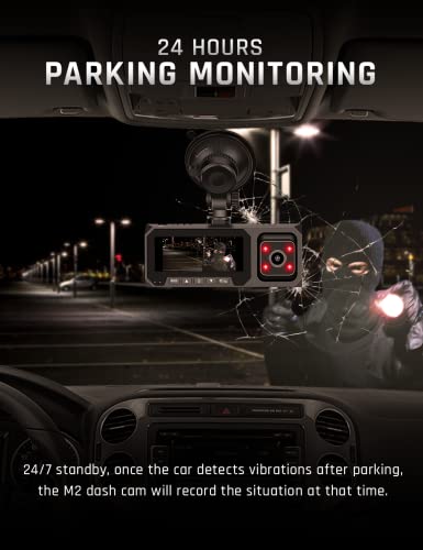 Dual Dash Cam Front and Inside 1080P Dash Camera for Cars with IR Night Vision Car Dash Cam for Taxi Accident Lock Parking Monitor 2.5" LCD Screen(SD Card Included)