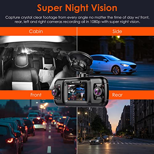 RexingUSA R4-4 Channel Dash Cam W/All Around 1080p Resolution, Wi-Fi, GPS, IR Night Vision, Parking Mode, Collision Detection, Type-C Port
