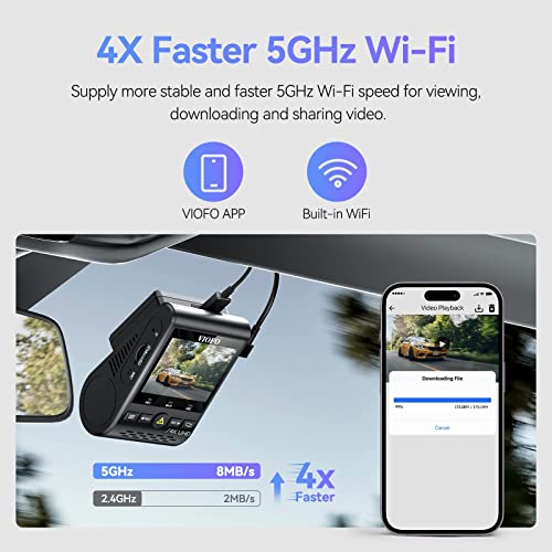 VIOFO A129 Pro Duo Dash Cam 4K + 1080P Front and Rear Dashcam, 5GHz WiFi GPS Built-in, Ultra HD Dual Car Camera, Sony 8MP Sensor, Buffered Parking Mode, G-Sensor, Motion Detection, WDR, Loop Recording