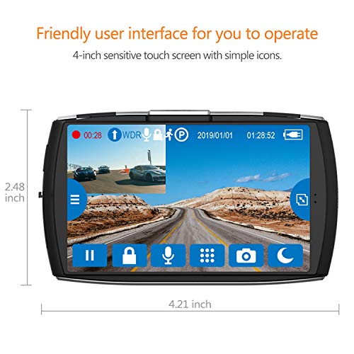 Z-Edge WiFi Dash Cam, 1920x1080P FHD, Front and Rear Dash Cam, Dual Cam, Car DVR, Night Vision, Parking Mode, G-Sensor, Loop Recording