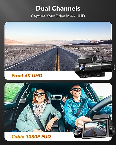 WOLFBOX i07 Dash Cam, 3 Channel Dash Cam with WiFi GPS, 4K+1080P Dash Camera Front and Inside, 2.5K 1600P+1080P+1080P Dashcam Front Rear and Cabin, 3" LCD Super IR Night Vision, Smart Parking Monitor