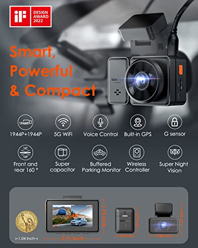 Bundle: Vantrue E2 Wi-Fi Front and Rear GPS Dashcam + Vantrue 256GB microSD Card