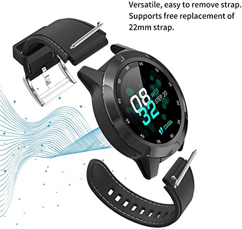 GPS Bluetooth Call Smart Watch for Android Phones, Men Smartwatch with Heart Rate Monitor, Pedometer, Notifications, Compass, Barometer, Altitude, Rubber Bands, Round Face, 2020