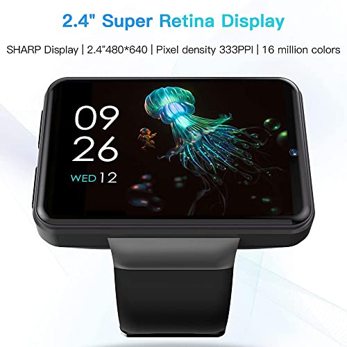 KOSPET Max S GPS Android Smartwatch with 4G LTE and 2.86 Inch Touchscreen with Stainless Steel Body & Face Unlock Feature, Black