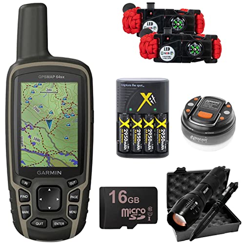 Garmin GPSMAP 64sx Handheld GPS (010-02258-10) Bundle with Deco Gear 16GB Camping & Hiking Accessories Kit