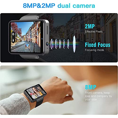 KOSPET Max S GPS Android Smartwatch with 4G LTE and 2.86 Inch Touchscreen with Stainless Steel Body & Face Unlock Feature, Black