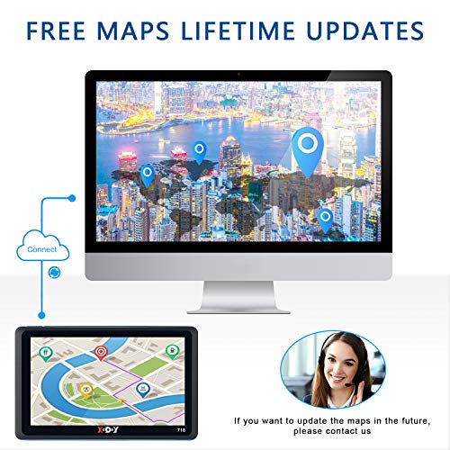 7 inch GPS Navigation for Car Xgody The Latest 2020 North American Map Satellite Navigation System, Truck GPS with Voice Turn Direction Guidance,Poi and Speed Camera Warning Free Lifetime Map Updates