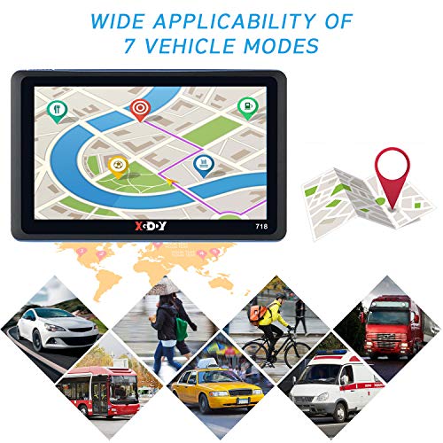 7 inch GPS Navigation for Car Xgody The Latest 2020 North American Map Satellite Navigation System, Truck GPS with Voice Turn Direction Guidance,Poi and Speed Camera Warning Free Lifetime Map Updates