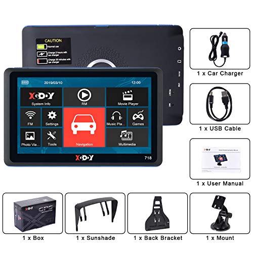 7 inch GPS Navigation for Car Xgody The Latest 2020 North American Map Satellite Navigation System, Truck GPS with Voice Turn Direction Guidance,Poi and Speed Camera Warning Free Lifetime Map Updates