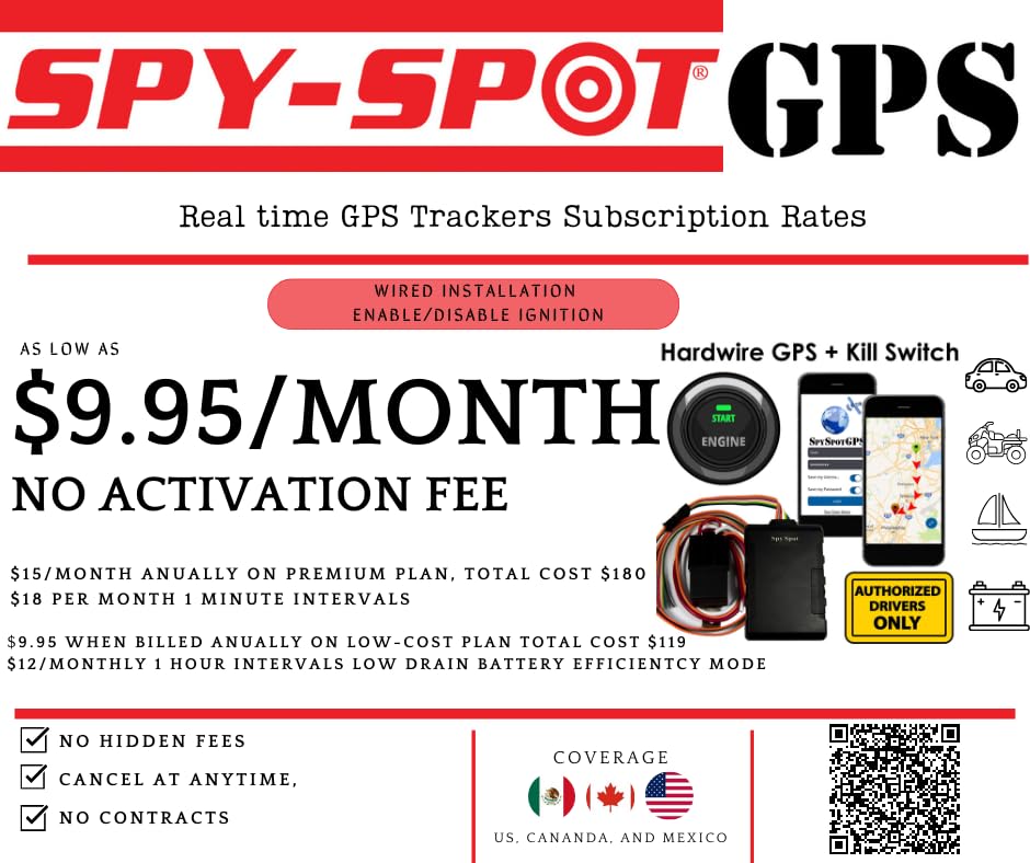 Spy Spot 4G Hard Wire Kill Switch GPS Vehicle Tracker 