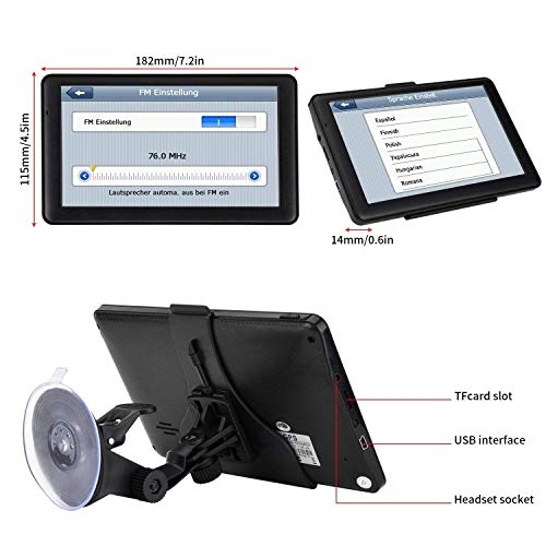 car GPS 7 inch Touch Screen Voice Prompt GPS Navigation Built-in 8GB No Need to Insert a Card+Multi-Media and FM for Car with Lifetime Maps