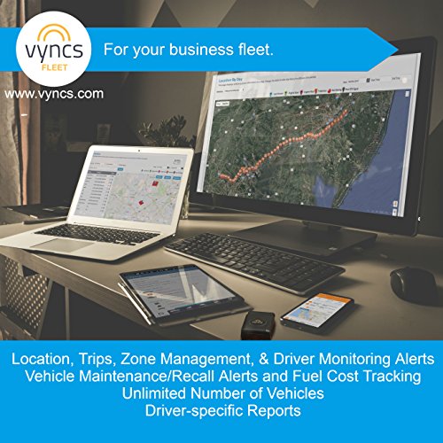 VyncsFleet: GPS Tracker No Monthly Fee, 4G LTE OBD, Real Time Fleet Car/Truck Tracking, SIM, Free 1 Year Data Plan, Trips, Vehicle Diagnostics, Driver Safety Alerts, Fuel Report, Emission Report